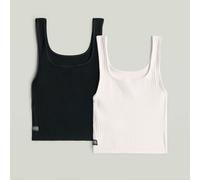 Crop-Top G-STAR "KIDS, NORDIC TOP SL 2-PACK G", Mädchen, Gr. 14 (158), schwarz-weiß (weiß, dk schwarz), Rippware, Obermaterial: 100% Baumwolle, unifarben, slim fit taillenlang, eckiger Ausschnitt, Top