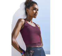 Crop-Top LASCANA ACTIVE, Damen, Gr. S (36/38), rosa (dunkelrosa), Jersey, Obermaterial: 95% Baumwolle, 5% Elasthan, unifarben, figurbetont taillenlang, Rundhals, Tops, mit Teilungsnaht (76601219-S) du