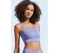 Crop-Top LASCANA, Damen, Gr. XS (32/34), lila, Rippware, Obermaterial: 93% Polyamid, 7% Elasthan, unifarben, sportlich, figurbetont kurz, Rundhals, Tops, Seamless Top mit Rippstruktur (40728963-XS) li