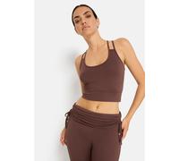 Crop-Top LSCN BY LASCANA, Damen, Gr. 36/38, braun, Jersey, Obermaterial: 95% Viskose, 5% Elasthan, unifarben, bauchfrei, Rundhals, Tops, im Rücken gekreuzt (10896351-36) braun