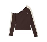 Crop-Top PUMA "T7 Asymmetrisches Top Damen", Damen, Gr. L, braun (chocolate braun), Obermaterial: 95% Baumwolle, 5% Elasthan, Tops (67267549-L) chocolate braun