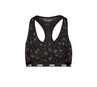 Crop-Top PUMA "WOMEN PRINTED RACER BACK TOP", Damen, Gr. XL, schwarz combo, Single Jersey, Obermaterial: 95% Baumwolle, 5% Elasthan, körpernah kurz, Rundhals, Tops, Animal-Design, Logoschriftzug, Rund