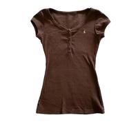 Crop Top Punk Grafik T-Shirts Street Hot Girl 2000er Jahre Kleidung Süße Slim Tees Harajuku Sommer Damen Oberteil Gothic Shirt, coffee, S