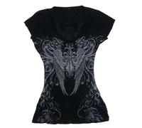 Crop Top Punk Grafik T-Shirts Street Hot Girl 2000er Jahre Kleidung Süße Slim Tees Harajuku Sommer Damen Oberteil Gothic Shirt, Schwarz , L