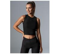 Crop-Top TRIGEMA "TRIGEMA Cropped Top aus elastischem Doppelripp", Damen, Gr. L, schwarz, Feinripp, 90% Baumwolle, 10% Elastan, Basic, Rundhals, Tops (47744538-L) schwarz