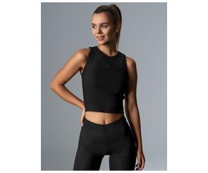 Crop-Top TRIGEMA "TRIGEMA Cropped Top aus elastischem Doppelripp", Damen, Gr. L, schwarz, Feinripp, 90% Baumwolle, 10% Elastan, Basic, Rundhals, Tops (47744538-L) schwarz