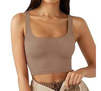 Crop Tops Damen Bauchfrei Oberteil Spaghetti Cropped Blusetops Ärmellose Lässig Sommer Kurz Weiß Frauen Tank Top Trägertop Damentop Croptops