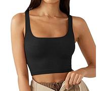 Crop Tops Damen Bauchfrei Oberteil Spaghetti Cropped Blusetops Ärmellose Lässig Sommer Kurz Weiß Frauen Tank Top Trägertop Damentop Croptops