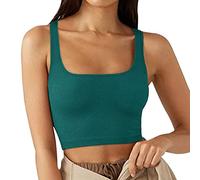 Crop Tops Damen Bauchfrei Oberteil Spaghetti Cropped Blusetops Ärmellose Lässig Sommer Kurz Weiß Frauen Tank Top Trägertop Damentop Croptops