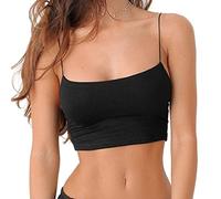 Crop Tops Damen Bauchfrei Y2K Oberteil Spaghetti Cropped Blusetops Ärmellose Lässig Sommer Kurz Weiß Frauen Tank Top Trägertop Damentop Croptops