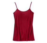 Crop Tops Damen Mit Bh, Spaghetti Top Damen Schwarz Elegant Sporttop Locker Schwarz Tanktop Einfarbig Unterziehshirt Ärmellos Spaghettiträger Bequeme Camisole-Tops Stretch Unterhemd Sexy Sommertop