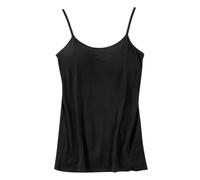 Crop Tops Damen Mit Bh, Spaghetti Top Damen Schwarz Elegant Sporttop Locker Schwarz Tanktop Einfarbig Unterziehshirt Ärmellos Spaghettiträger Bequeme Camisole-Tops Stretch Unterhemd Sexy Sommertop