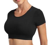 Crop Tops Damen Oberteil Rückenfrei, Sport T Shirt Damen Kurzarm mit Abnehmbar Brustpolster Backless BH-Oberteil Gym Fitness Tee Top Sport BH Trainings Sport T-Shirts - Blusen & Tuniken für Frauen