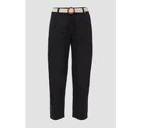 Cropped Chino aus Leinenmix mit geflochtenem Gürtel 36 schwarz 2166398.9999.36