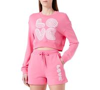 Cropped fit Long-Sleeved Roundneck Sweatshirt in 100% Cotton Fleece, Customized with overlying Optical Love Thick Rubber Print on Front.