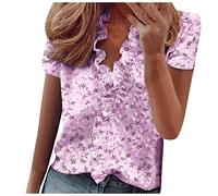 Cropped Shirt Damen T-Shirt Damen Baumwolle Shirt Ärmellos Damen Damen Sweatshirt Uv Shirt Mädchen One Shoulder Oberteil Damen Tunika Damen Sommer Strand Poloshirt (1-Purple, 4XL)