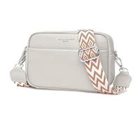 Crossbody Bag Damen, Echtes Leder Umhängetasche Klein Mode Mit Breitem Gurt, Schultertasche Handytasche zum Umhängen für Arbeiten Einkaufen Dating Reisen, Beige