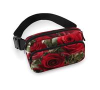 Crossbody-Bauchtasche für Damen und Herren, frische rote Rosen, Sportgürteltasche, große Hüfttasche mit verstellbarem Riemen, modische Hüfttasche für Workout, Laufen, Reisen, weiß, 20 x 13 cm, weiß,