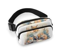 Crossbody-Gürteltasche für Damen und Herren, Aquarell-Fuchs, Sportgürteltasche, große Hüfttasche mit verstellbarem Riemen, modische Hüfttasche für Workout, Laufen, Reisen, Weiß, 20 x 13 cm, weiß,