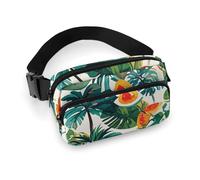 Crossbody-Gürteltasche für Damen und Herren, Aquarell, tropische Insel-Stil, Sportgürteltasche, große Hüfttasche mit verstellbarem Riemen, modische Hüfttasche für Workout, Laufen, Reisen, Weiß, 20 x