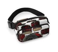 Crossbody-Gürteltasche für Damen und Herren, cooles Schlagzeug-Set, Sportgürteltasche, große Hüfttasche mit verstellbarem Riemen, modische Hüfttasche für Workout, Laufen, Reisen, weiß, 20 x 13 cm,