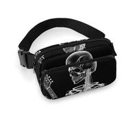 Crossbody-Gürteltasche für Damen und Herren, Totenkopf-Skelett, Gitarrenspiel-Hüfttasche, Sportgürteltasche, große Hüfttasche mit verstellbarem Riemen, modische Hüfttasche für Workout, Laufen, Reisen,