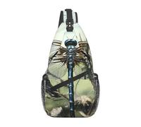 Crossbody-Rucksack für Damen und Herren, Bauchtasche, magischer Wald, Teich, Pfau, Reise, Wandern, Gürtel, Brusttasche, Tagesrucksack, Moderne Libelle, Einheitsgröße