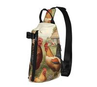 Crossbody-Rucksack mit Hühnern und Bauernhof, Schultertasche für Damen und Herren, Brusttasche, modische Hüfttasche, verstellbare Bauchtasche, Schwarz, Einheitsgröße, Schwarz , Einheitsgröße