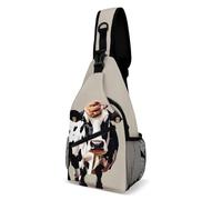 Crossbody-Schultertasche, Kuh, schwarz-weiß gepunktet, Rucksack, Schultertasche, Brusttasche, lässige Brusttasche, Bauchtasche, Kuh, schwarz und weiß gepunktet, 20,3 x 10,2 x 38,1 cm, Kuh schwarz und