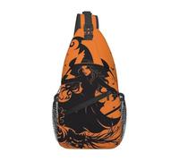 Crossbody Sling Rucksack Damen Herren Bauchtasche Happy Pinguin Sling Bag Reise Wandern Gürtel Brusttasche Tagesrucksack, Halloween Hexe fliegend, Einheitsgröße