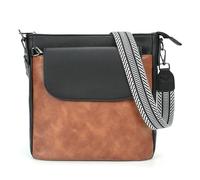 Crossbody Taschen für Frauen, Multi Tasche Anti-Diebstahl Taschen für Reisen, weiche Leder Schultertasche verstellbarer Gurt (Black-brown)