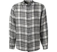 CROSSLEY Hemd Herren Comfort Fit Langarm Baumwolle-Leinen grau, XXL