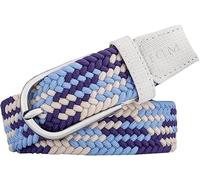 CROWEL Der anmutige schmale Gürtel, 3 cm geflochtener Stretch-Gürtel for Damen, elastischer Gürtel in flippigen Farben, Canvas-Gürtel ohne Löcher(Beige purple blue,90cm)