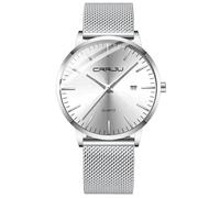 CRRJU Herren Uhr Ultra Dünne Wasserdicht Armbanduhr Herren Mode mit Schwarz Edelstahlband Mesh Analog Quarz Business Männer Uhren (Silber Silber)