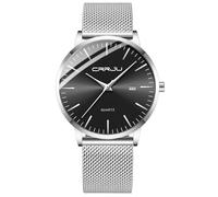 CRRJU Herren Uhr Ultra Dünne Wasserdicht Armbanduhr Herren Mode mit Schwarz Edelstahlband Mesh Analog Quarz Business Männer Uhren (Silber Schwarz)