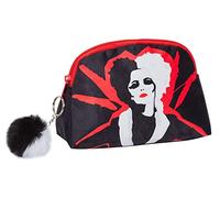 Cruella Make-up-Tasche für Damen, Disney Villians, Kosmetiktasche, Plüsch, Federmäppchen, Schwarz , Einheitsgröße, Kosmetiktasche