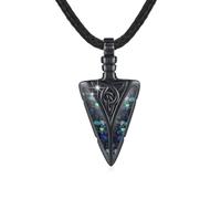 CRWENG 925 Sterling Silber Herren Kette mit Pfeil Anhänger & Abalone- Wikinger Halskette Punk Unisex Schmuck Geschenk für Männer Damen