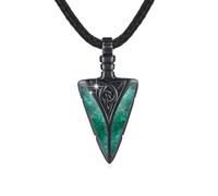 CRWENG Herren Kette Wikinger Halskette 925 Sterling Silber & Edelstahl - Pfeil Anhänger mit Grüner Opal Perlen, Punk Pfeilspitze Unisex Schmuck, Geschenk für Mann & Frau Valentinsta