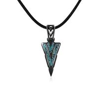 CRWENG Herren Kette Wikinger Halskette 925 Sterling Silber Pfeil Anhänger Schwarz Punk Pfeilspitze Schmuck Valentinstag Geschenke für Mann Damen Unisex (1855-Blauer Opal - Edelstahlperlenkette)