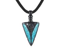 CRWENG Herren Kette Wikinger Halskette 925 Sterling Silber Pfeil Anhänger Schwarz Punk Pfeilspitze Schmuck Valentinstag Geschenke für Mann Damen Unisex (2356-Türkissplitter-Edelstahlperlenkette)