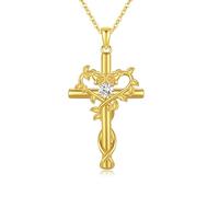 CRWENG Herz Kreuz Halskette für Damen Sterling Silber Geburtsstein Halskette Unendlichkeitskreuz Anhänger mit Zirkonia Geburtsstein Schmuck Geeignet für Damen