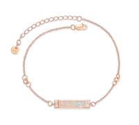 CRWENG Opal Armband 925 Sterling Silber Roségold mit Weißem Opal Zirkonia Eleganter Armreif als Feiner Alltagsschmuck Damenschmuck Geschenk für Frauen