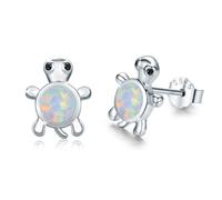 CRWENG Schildkröte Ohrringe für Frauen 925 Sterling Silber Weißer Opal Ohrstecker Kinder Tiere Schmuck Geschenke für Damen Mädchen Mutter Tochter Kindertag Muttertag für Damen