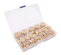 Cryfokt Bastelknöpfe aus Holz, Langlebige Nähknöpfe für Kinderkleidung, 140 Stück, mit Aufbewahrungsbox für, Handgefertigte Dekoration, Festivals