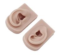 Cryfokt Weiches Silikon-Piercing-Ohrmodell, Tragbar, Wiederverwendbar, Simulierte Menschliche Haut für Ohrringe, Display, Akupunktur-Trainings-Requisiten, 2 Stück, 7,9 X 5,1 X 3,6 Cm (Dunkle Haut)