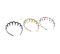 Cryfokt Zick-Zack-Stirnband, U-förmiges, Rutschfestes Kammdesign für Frauen, Aktiven Lebensstil, 3 Farben, Bernstein, Schwarz, Grau (3PCS)