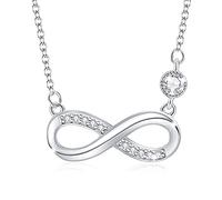 CRYSLOVE Damen Kette 925 Sterling Silber Infinity Unendlichkeit Symbol Armband Halskette Bijoux Endless Love Zirkonia Liebe Kette