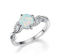 CRYSLOVE Echte Mondstein Versprechen Ring für Frauen 925 Sterling Silber Regenbogen Mond Stein Infinity Verlobungsringe Statement Band Finger Minimalistische Ring für Freundin Mutter Frau