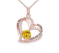 CRYSLOVE Kette Herz Damen 925 Sterling Silber Rosegold Forever Love Herz Geburtsstein Anhänger Halskette Schmuck Geschenke für Mädchen Freundin Mutter Weihnachten Valentinstag Muttertag