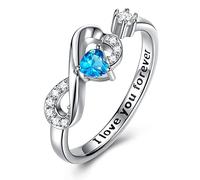 CRYSLOVE Unendlichkeit Ringe Für Frauen 925 Sterling Silber Infinity Geburtsstein Verstellbar Promise Verlobungsring Herz Zirkonia Trauringe Damenring,Damen Schmuck